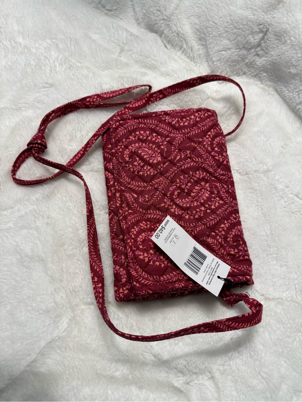 Vera Bradley Burgundy Quilted Crossbody with Paisley Pattern
